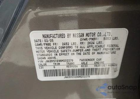 2006 Infiniti M45 Sport z USA, uszkodzony, nr VIN JNKBY01E96M202279